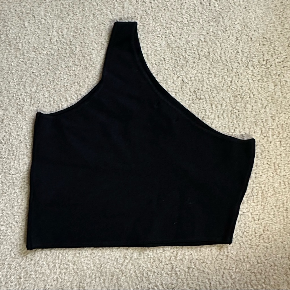 House Of Harlow 1960 One Shoulder Ribbed Knit Crop Tank Top